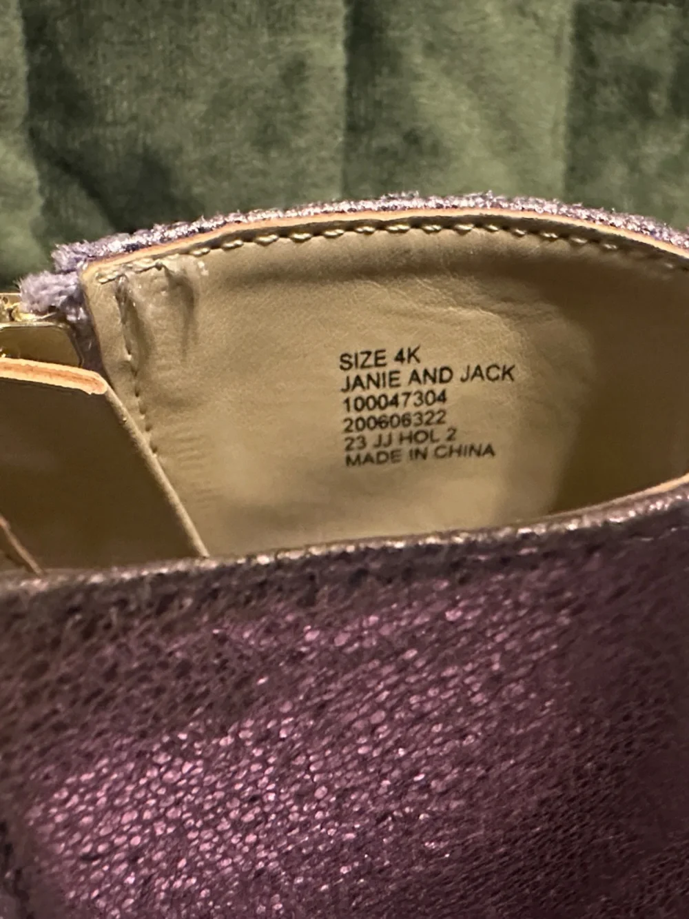 Janie and Jack Metallic Plum Kids Ankle Boots